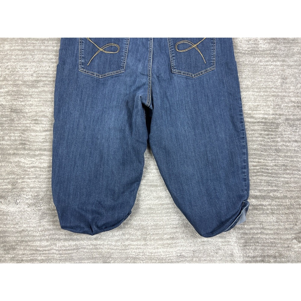 Faded‎ Glory Capris Womens 16 Dark Denim Stretch FL19B004D Rolled Cuff Mid Rise - Picture 9 of 12
